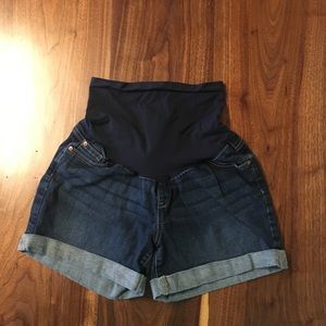 Indigo blue maternity shorts